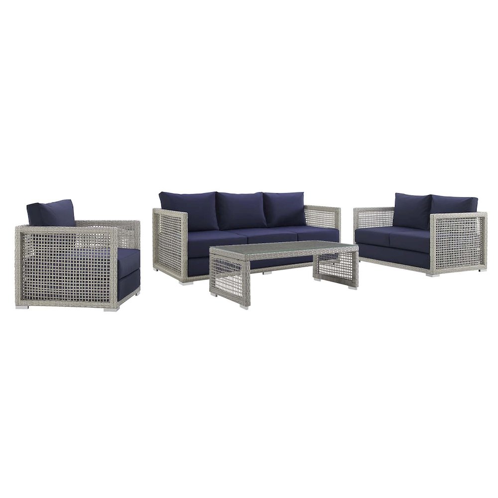 Aura 4 Piece Outdoor Patio Wicker Rattan Set. Picture 1