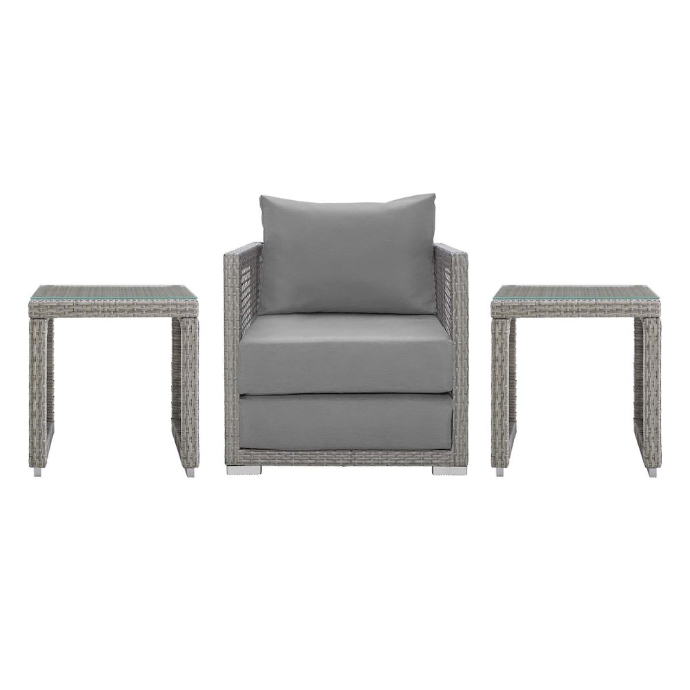 Aura 3 Piece Outdoor Patio Wicker Rattan Set. Picture 1