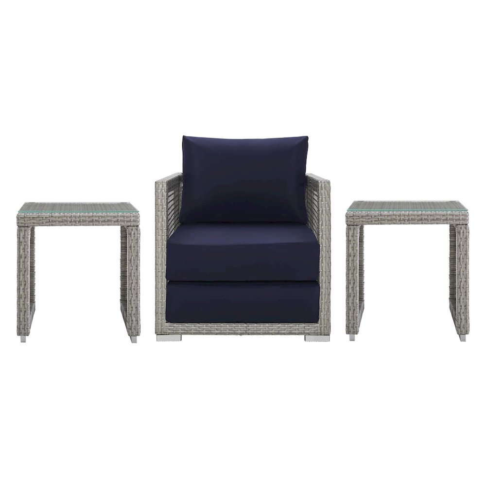 Aura 3 Piece Outdoor Patio Wicker Rattan Set. Picture 1