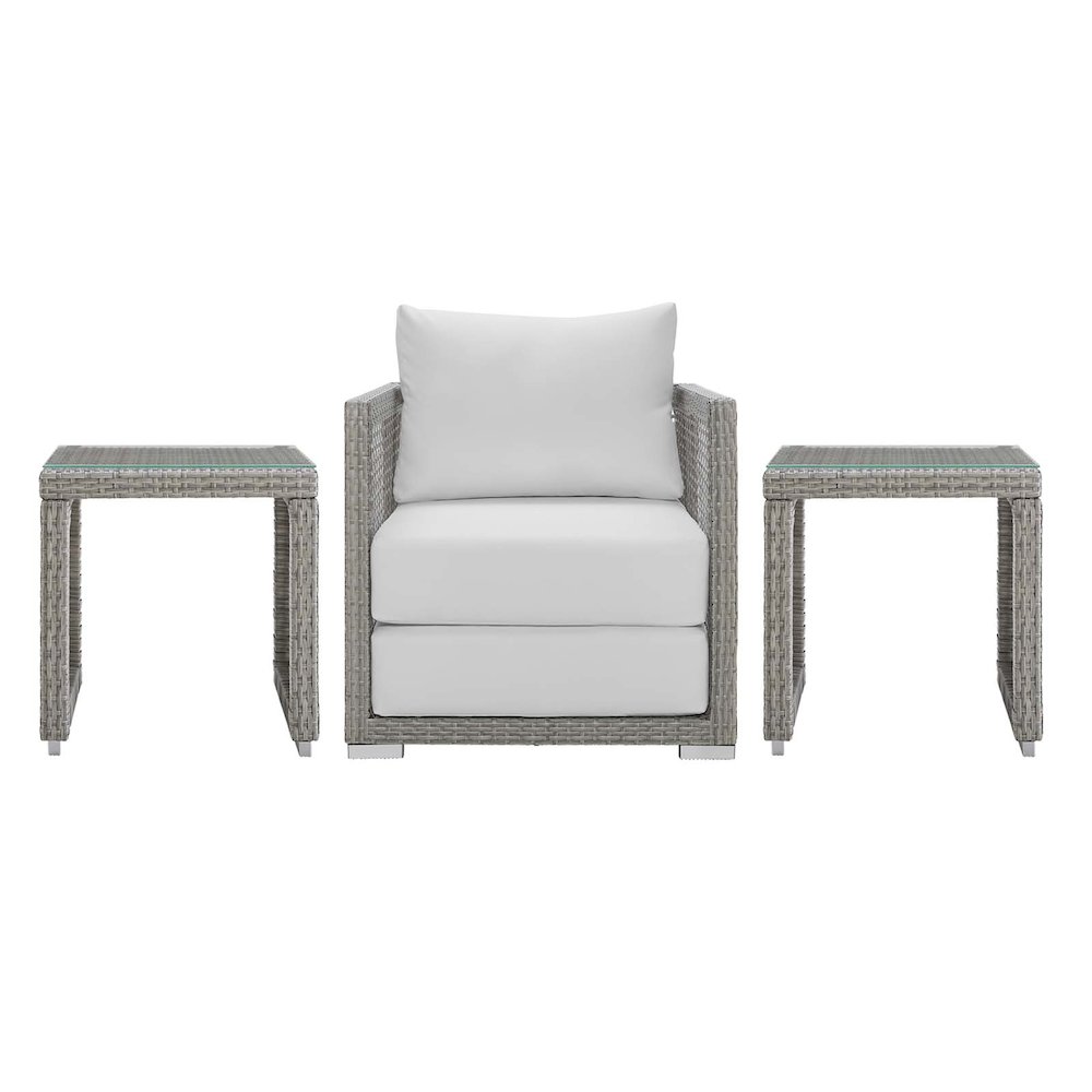 Aura 3 Piece Outdoor Patio Wicker Rattan Set. Picture 1