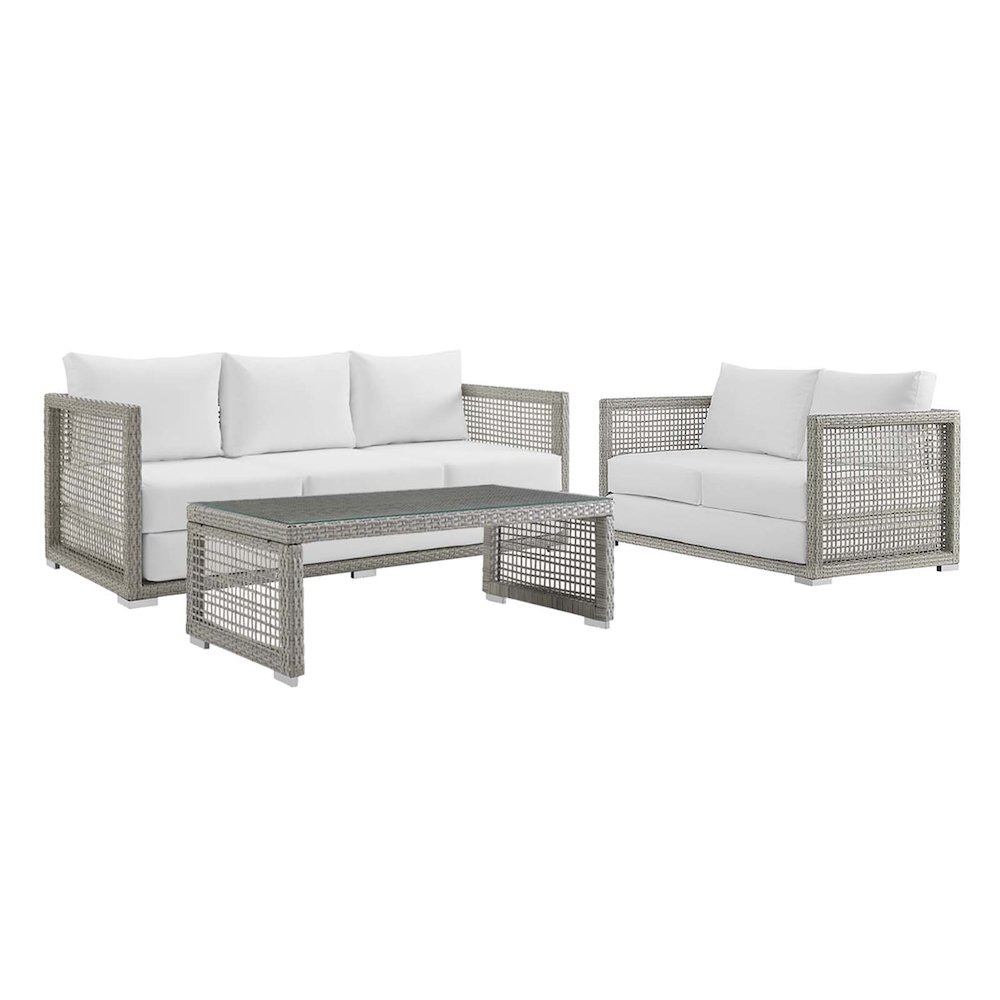 Aura 3 Piece Outdoor Patio Wicker Rattan Set. Picture 1