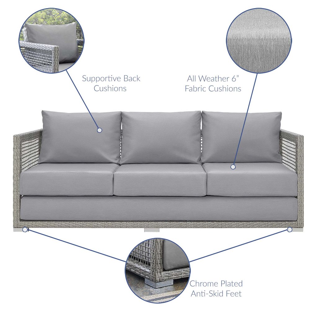 Aura 3 Piece Outdoor Patio Wicker Rattan Set. Picture 2