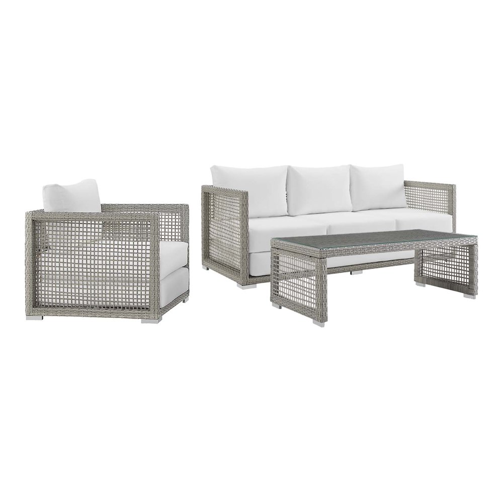 Aura 3 Piece Outdoor Patio Wicker Rattan Set. Picture 1