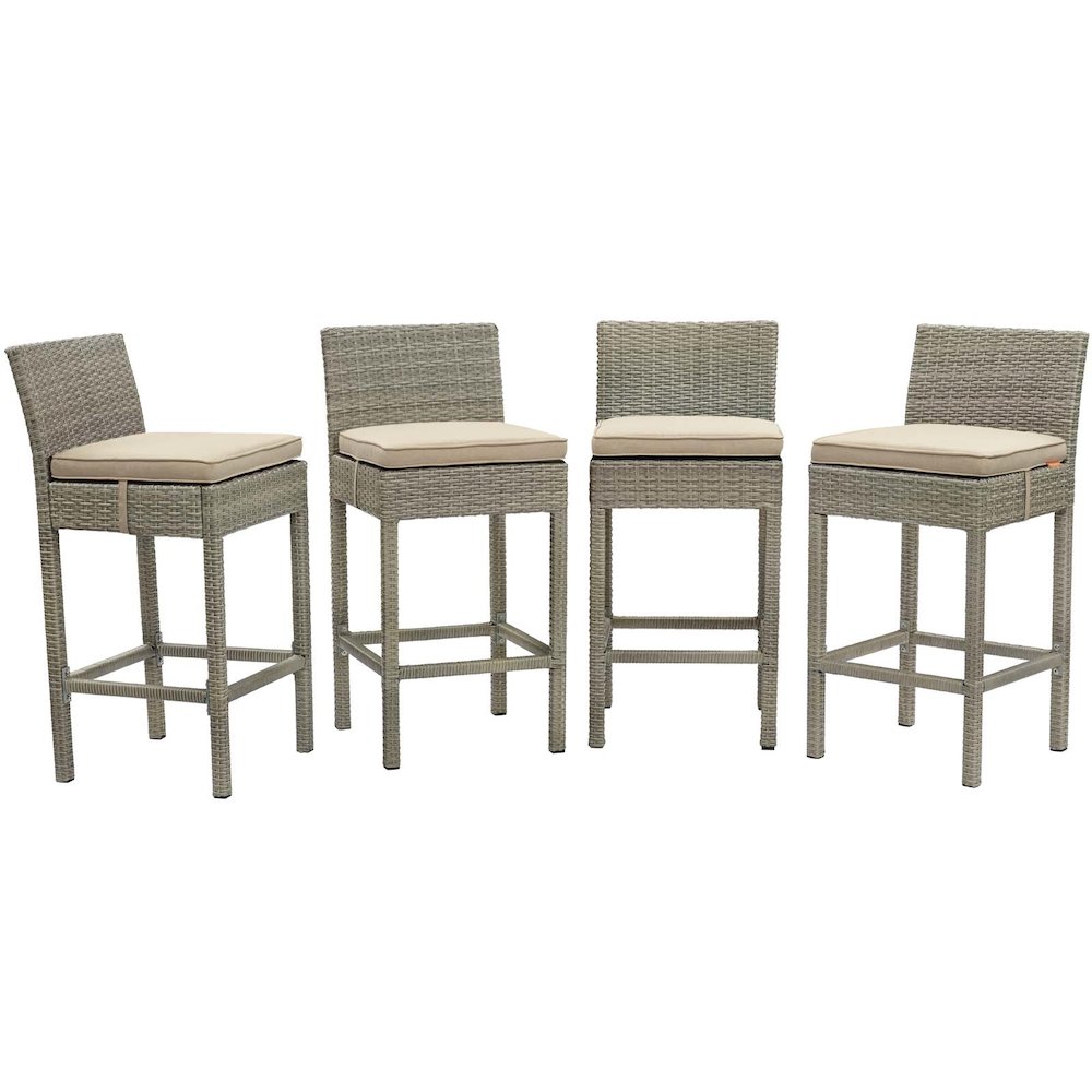 Conduit Outdoor Patio Wicker Rattan Bar Stool Set of 4. Picture 1