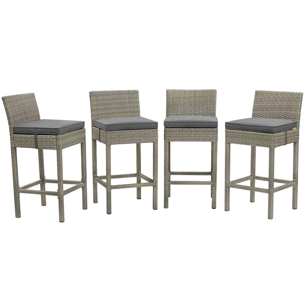 Conduit Outdoor Patio Wicker Rattan Bar Stool Set of 4. Picture 1