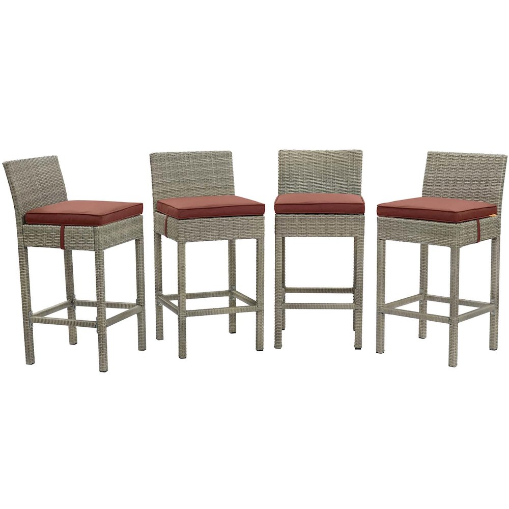 Conduit Outdoor Patio Wicker Rattan Bar Stool Set of 4. Picture 1