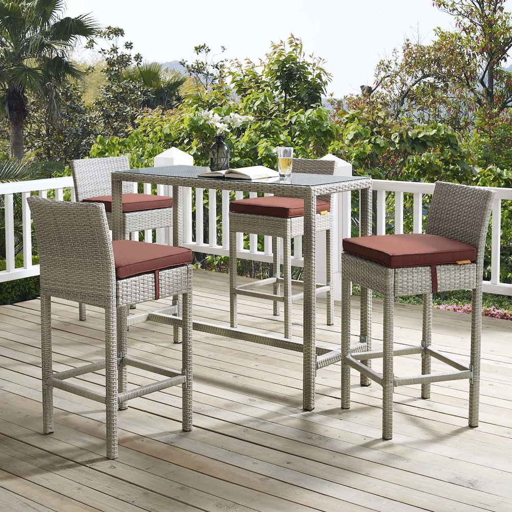 Conduit Outdoor Patio Wicker Rattan Bar Stool Set of 4. Picture 5