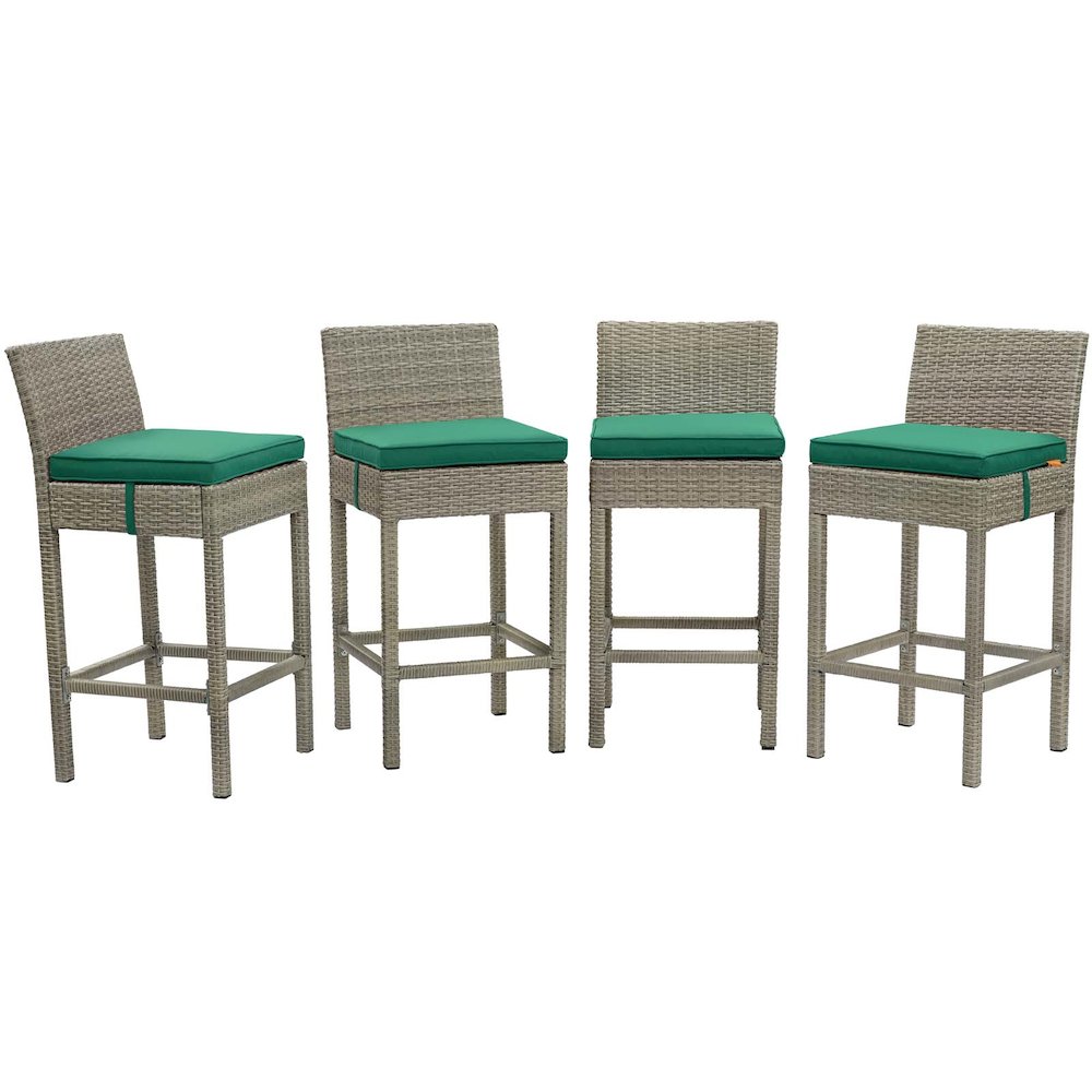 Conduit Outdoor Patio Wicker Rattan Bar Stool Set of 4. Picture 1