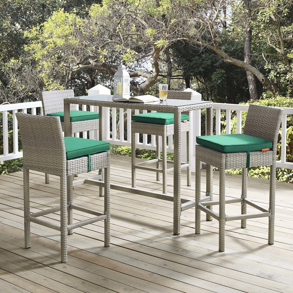 Conduit Outdoor Patio Wicker Rattan Bar Stool Set of 4. Picture 5