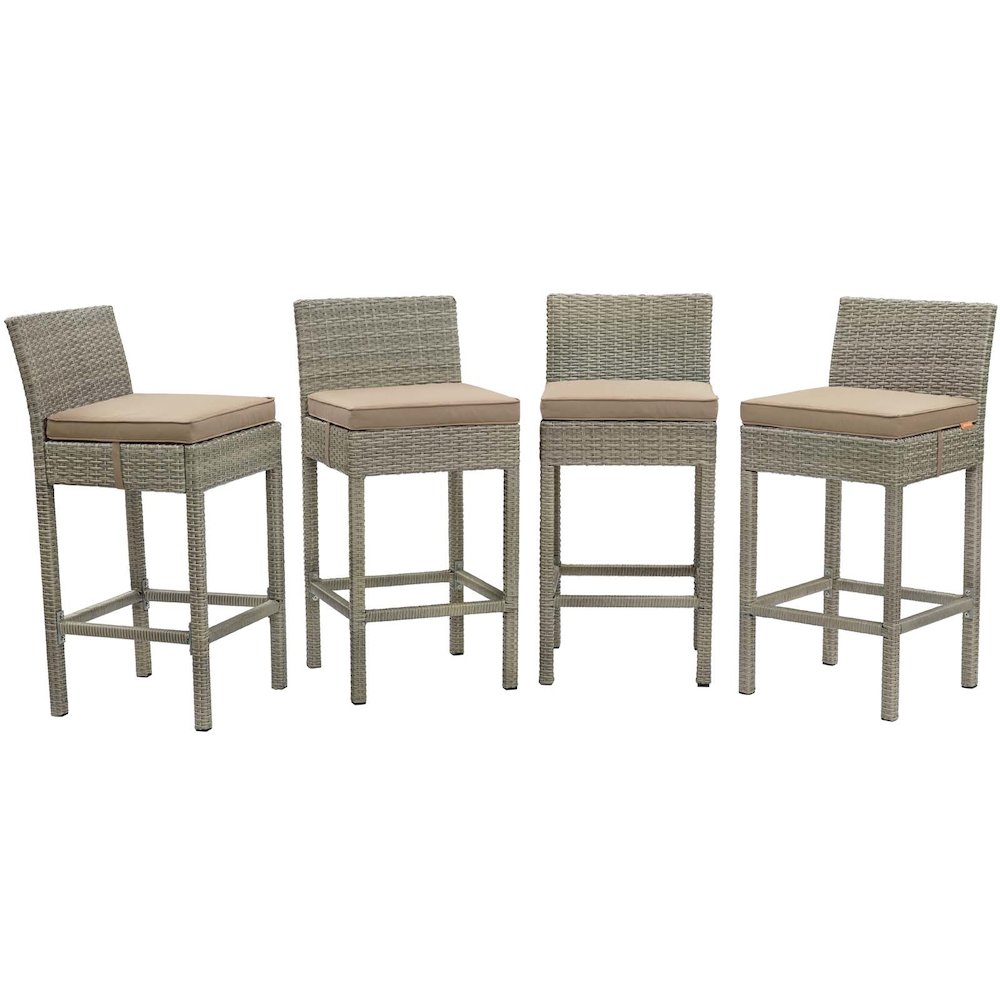 Conduit Outdoor Patio Wicker Rattan Bar Stool Set of 4. Picture 1