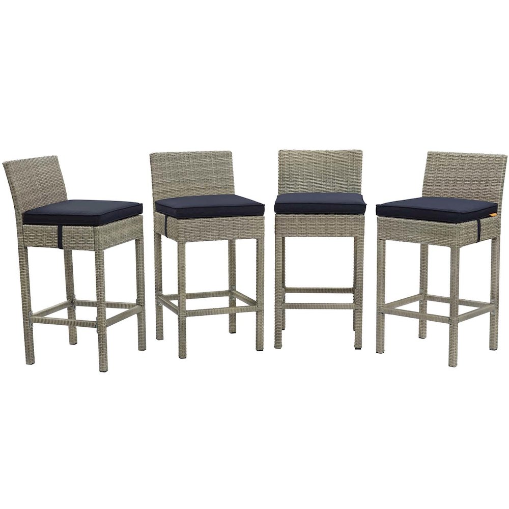 Conduit Outdoor Patio Wicker Rattan Bar Stool Set of 4. Picture 1