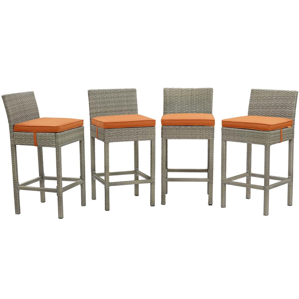 Conduit Outdoor Patio Wicker Rattan Bar Stool Set of 4. Picture 1