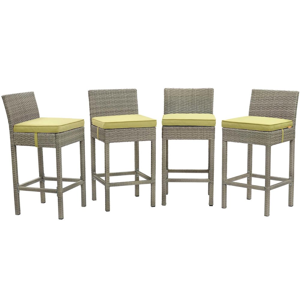 Conduit Outdoor Patio Wicker Rattan Bar Stool Set of 4. Picture 1