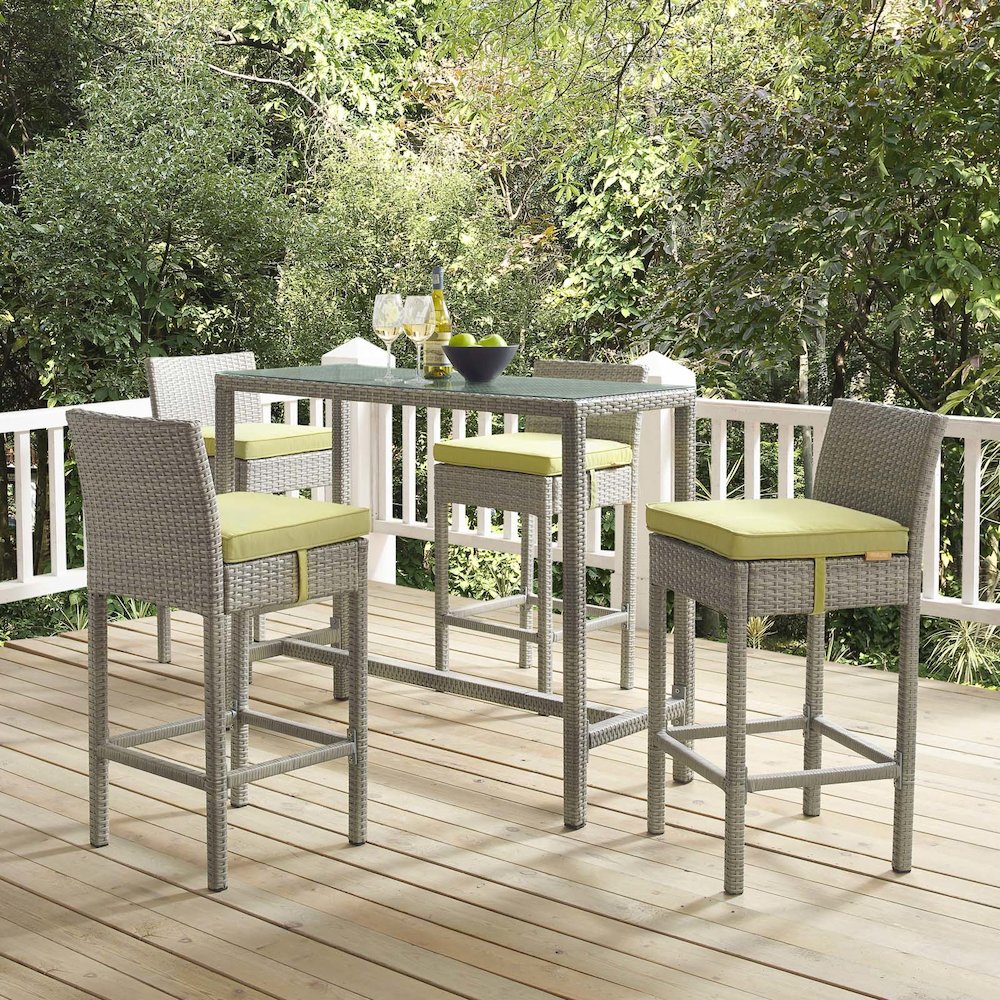 Conduit Outdoor Patio Wicker Rattan Bar Stool Set of 4. Picture 5