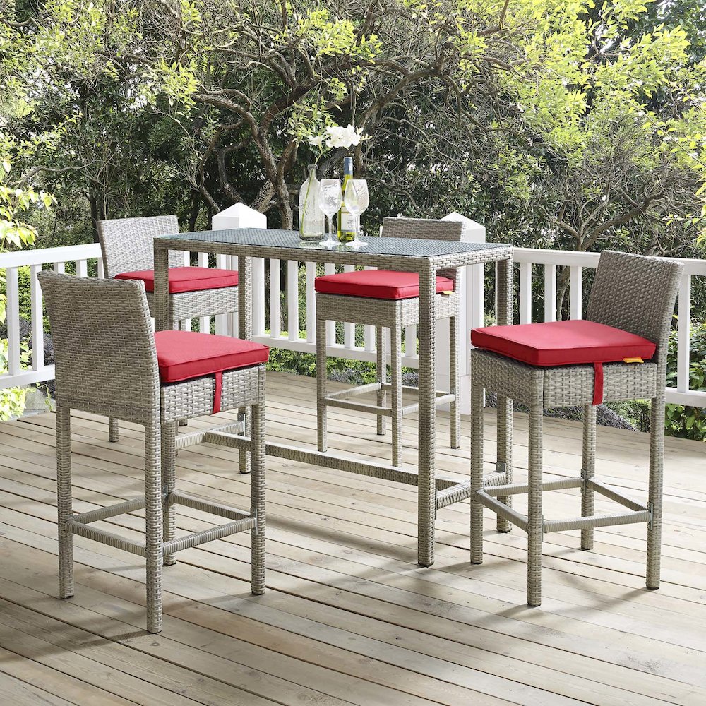 Conduit Outdoor Patio Wicker Rattan Bar Stool Set of 4. Picture 5