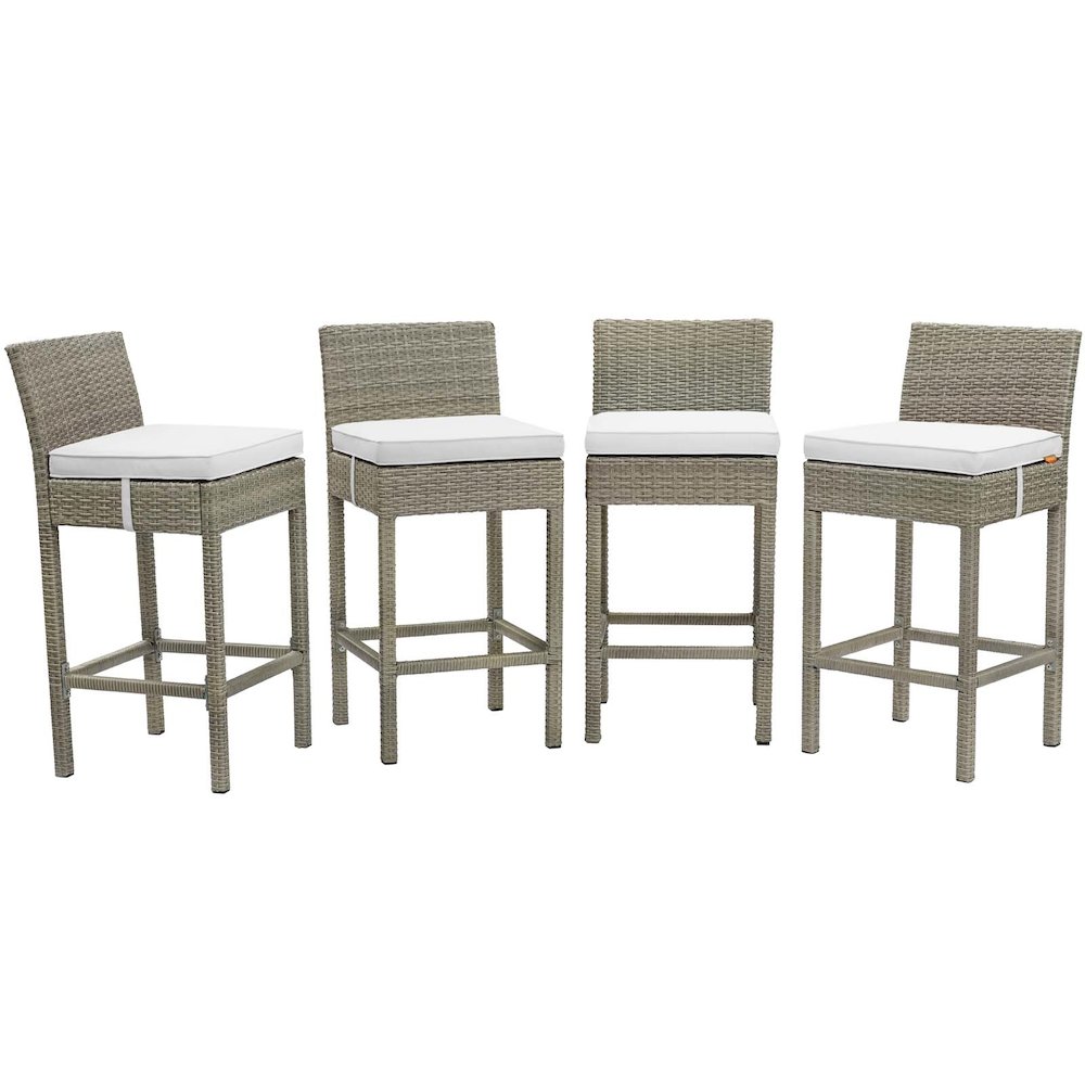 Conduit Outdoor Patio Wicker Rattan Bar Stool Set of 4. Picture 1