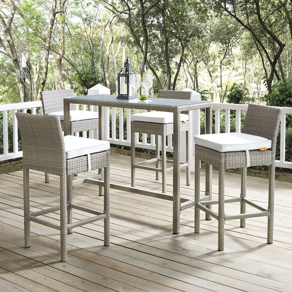 Conduit Outdoor Patio Wicker Rattan Bar Stool Set of 4. Picture 5