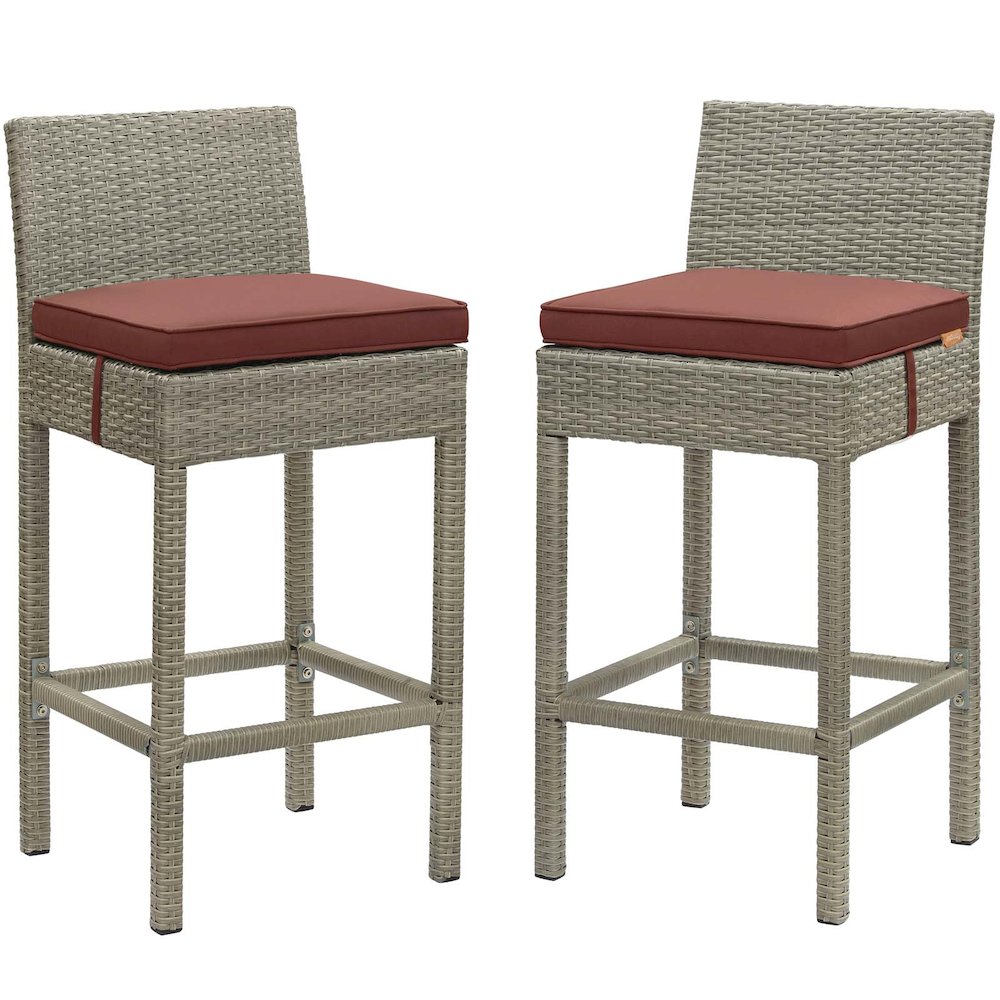 Conduit Outdoor Patio Wicker Rattan Bar Stool Set of 2. Picture 1
