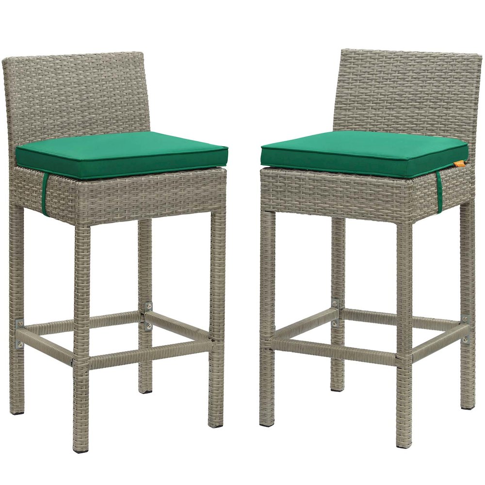 Conduit Outdoor Patio Wicker Rattan Bar Stool Set of 2. Picture 1