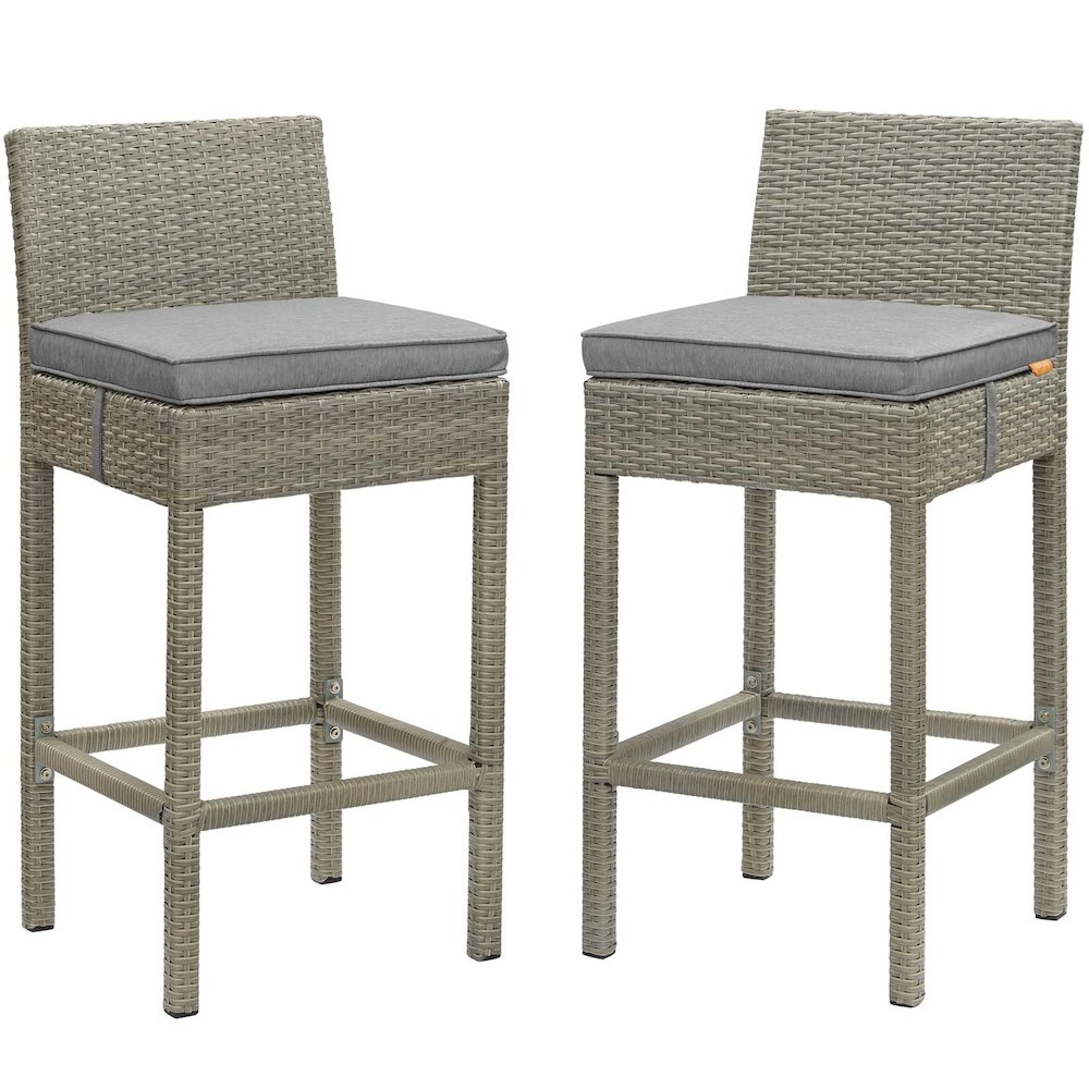 Conduit Outdoor Patio Wicker Rattan Bar Stool Set of 2. Picture 1