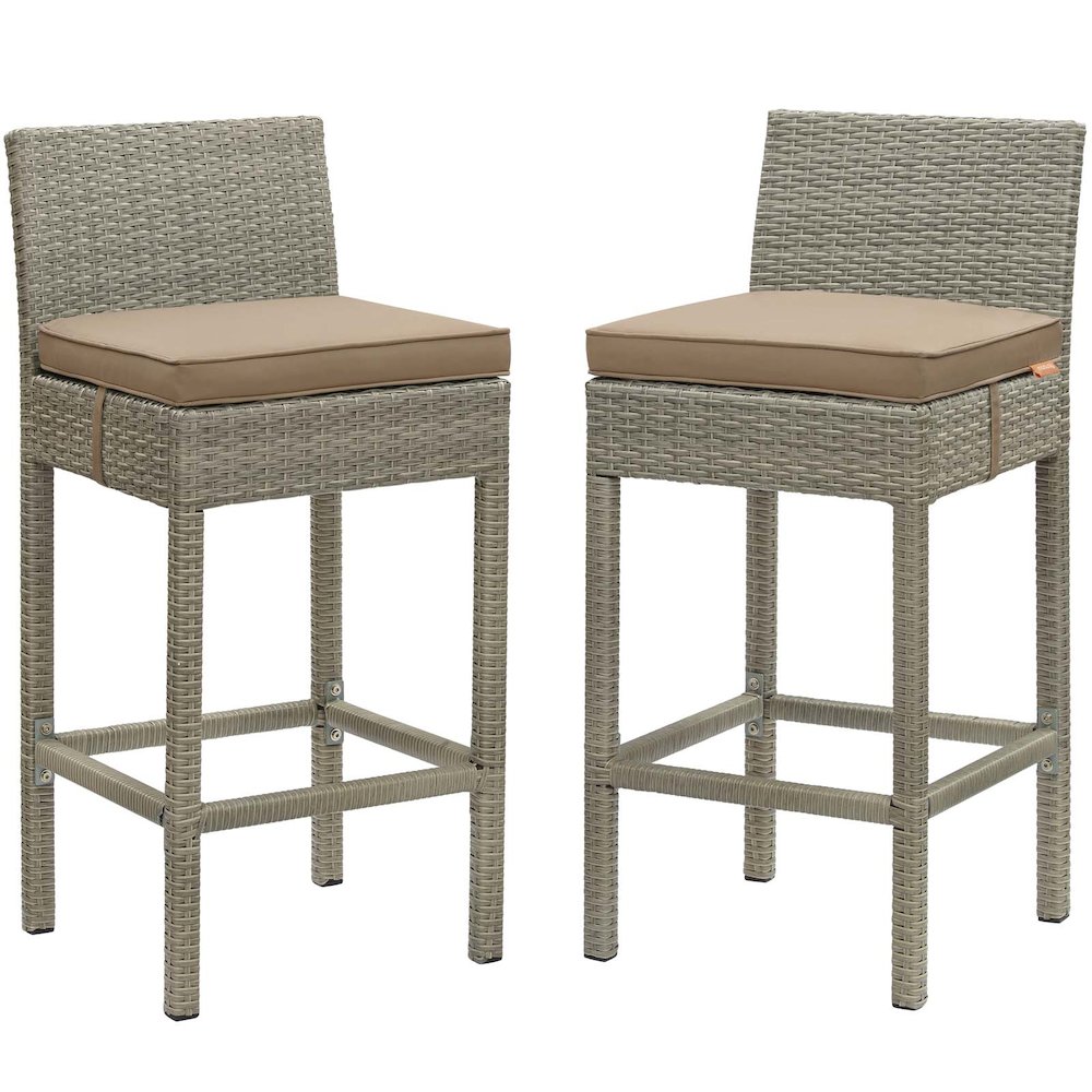 Conduit Outdoor Patio Wicker Rattan Bar Stool Set of 2. Picture 1