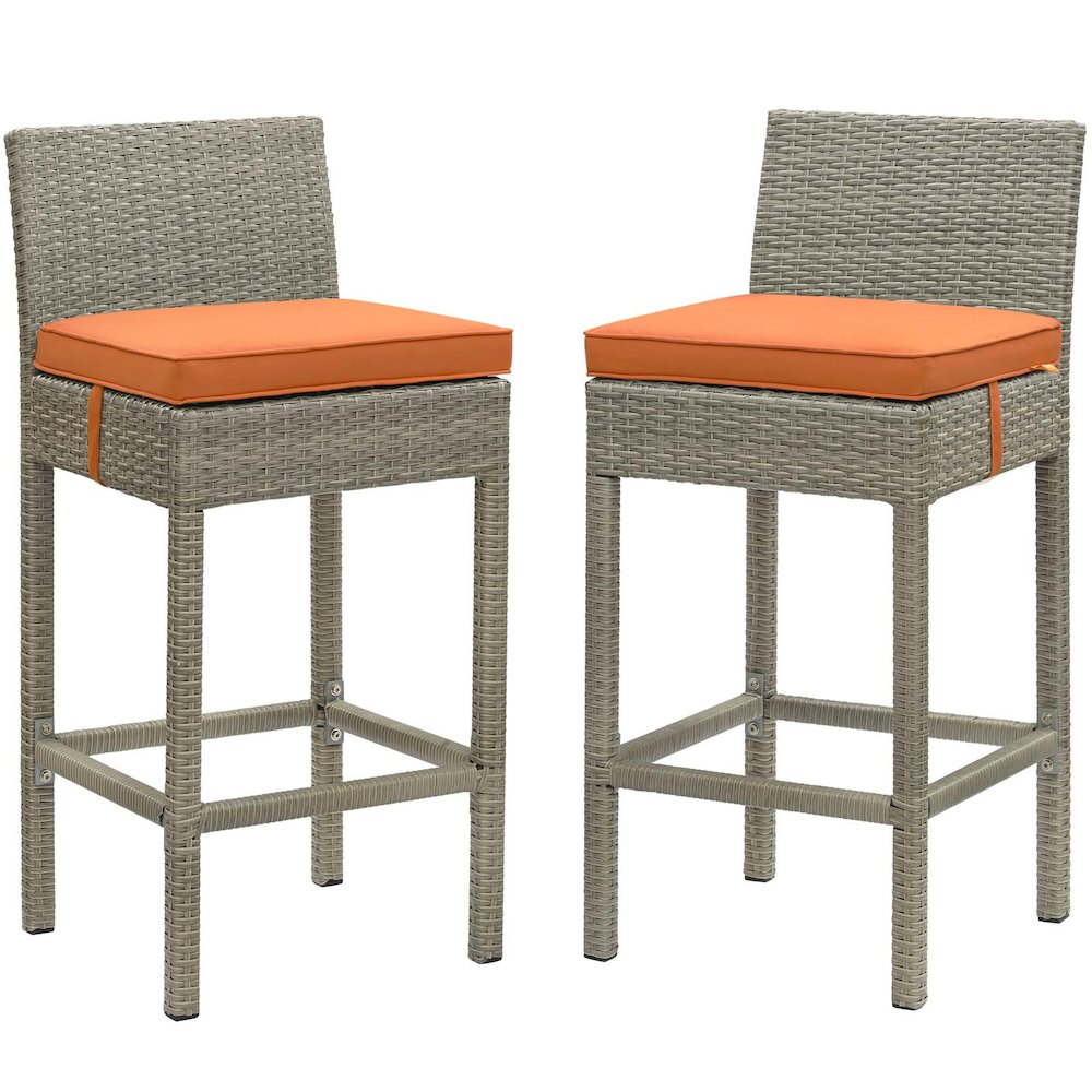 Conduit Outdoor Patio Wicker Rattan Bar Stool Set of 2. Picture 1