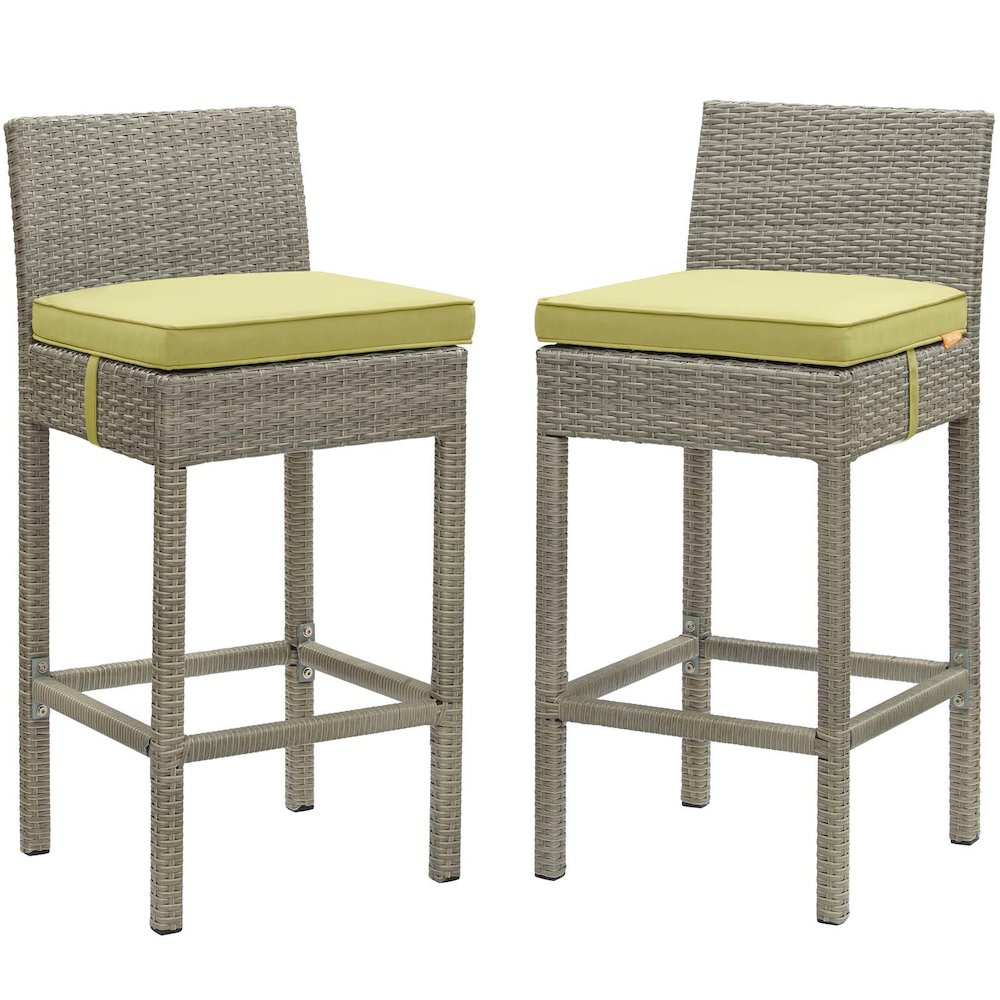 Conduit Outdoor Patio Wicker Rattan Bar Stool Set of 2. Picture 1