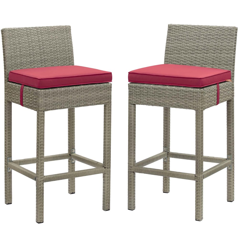 Conduit Outdoor Patio Wicker Rattan Bar Stool Set of 2. Picture 1