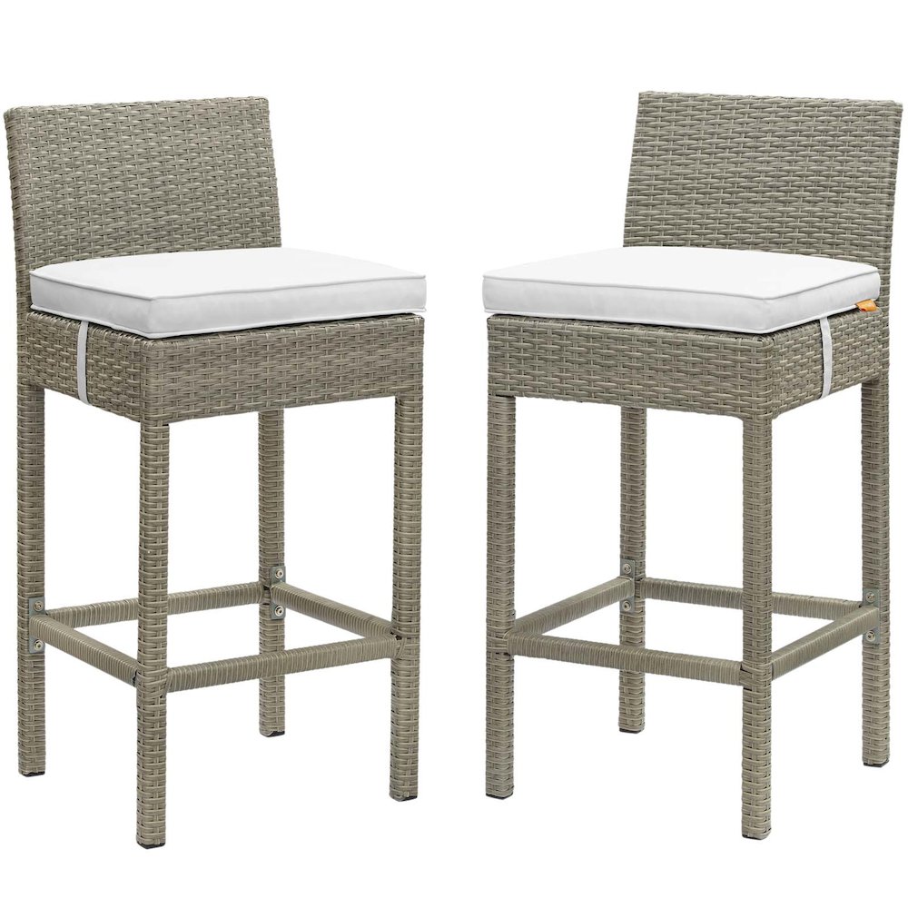Conduit Outdoor Patio Wicker Rattan Bar Stool Set of 2. Picture 1