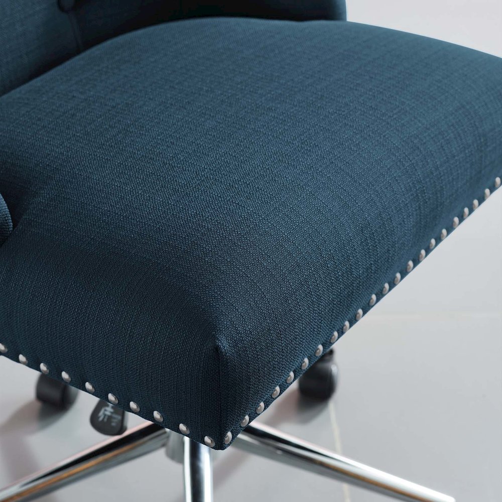 Regent Tufted Button Swivel Upholstered Fabric Office Chair. Picture 7