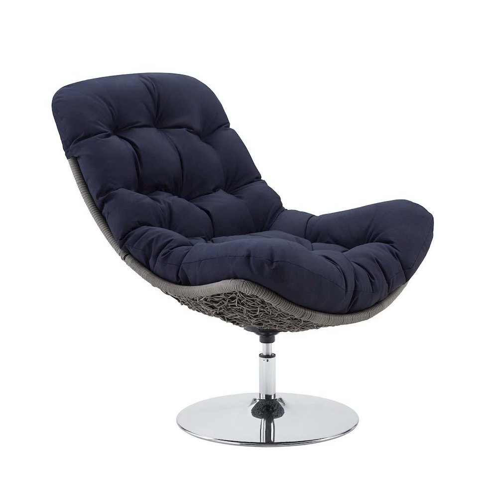 Brighton Wicker Rattan Outdoor Patio Swivel Lounge Chair. Picture 1