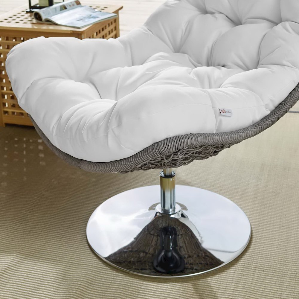 Brighton Wicker Rattan Outdoor Patio Swivel Lounge Chair. Picture 6