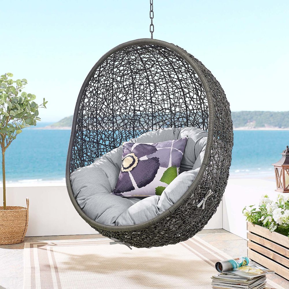 Hide Sunbrella Fabric Swing Outdoor Patio Lounge Chair Without Stand. Picture 6