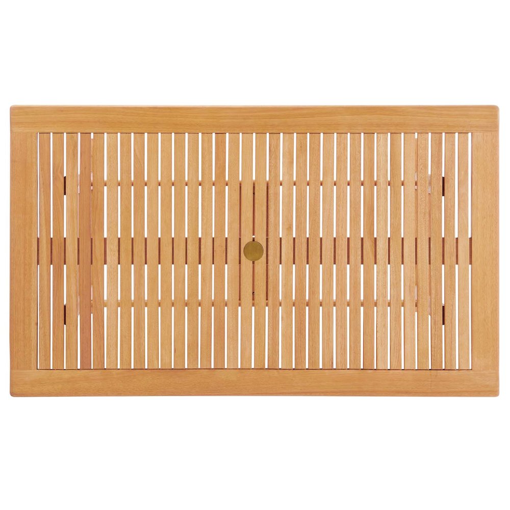 Hatteras 59" Rectangle Outdoor Patio Eucalyptus Wood Dining Table. Picture 3