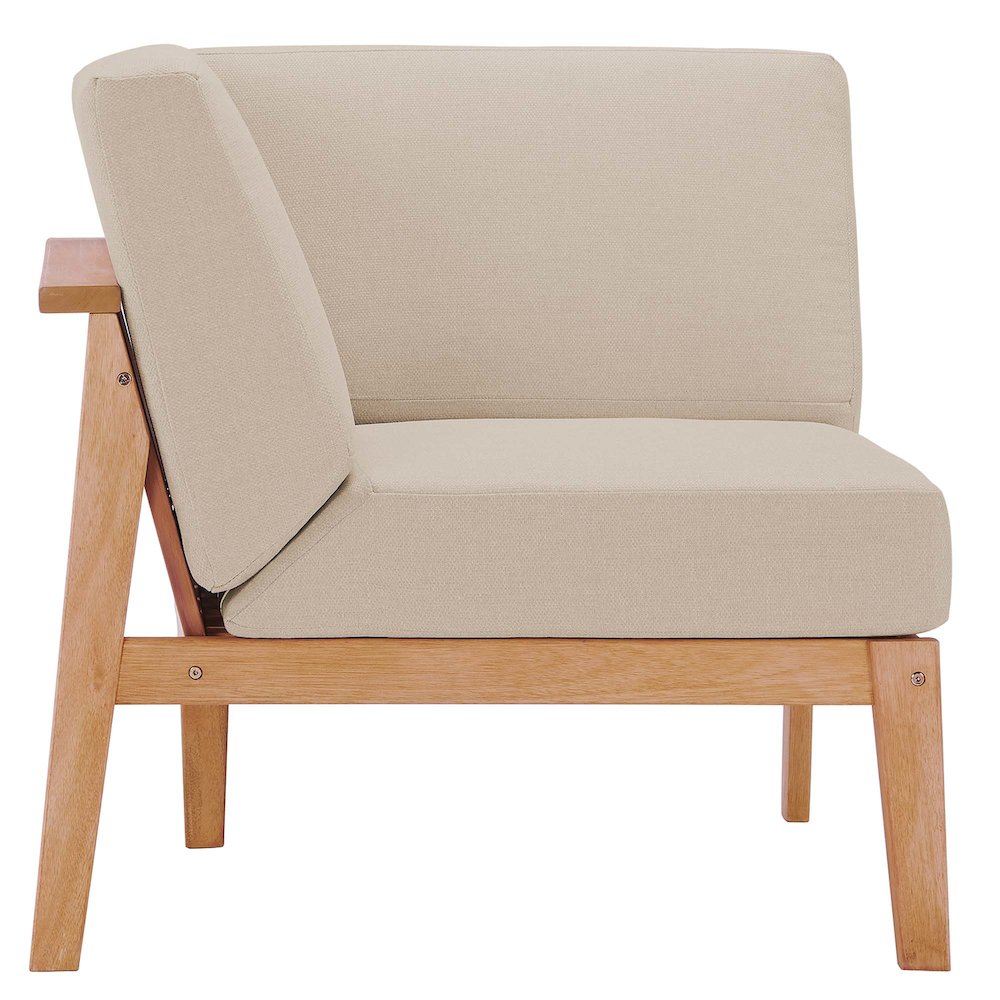 Sedona Outdoor Patio Eucalyptus Wood Sectional Sofa Corner Chair. Picture 5