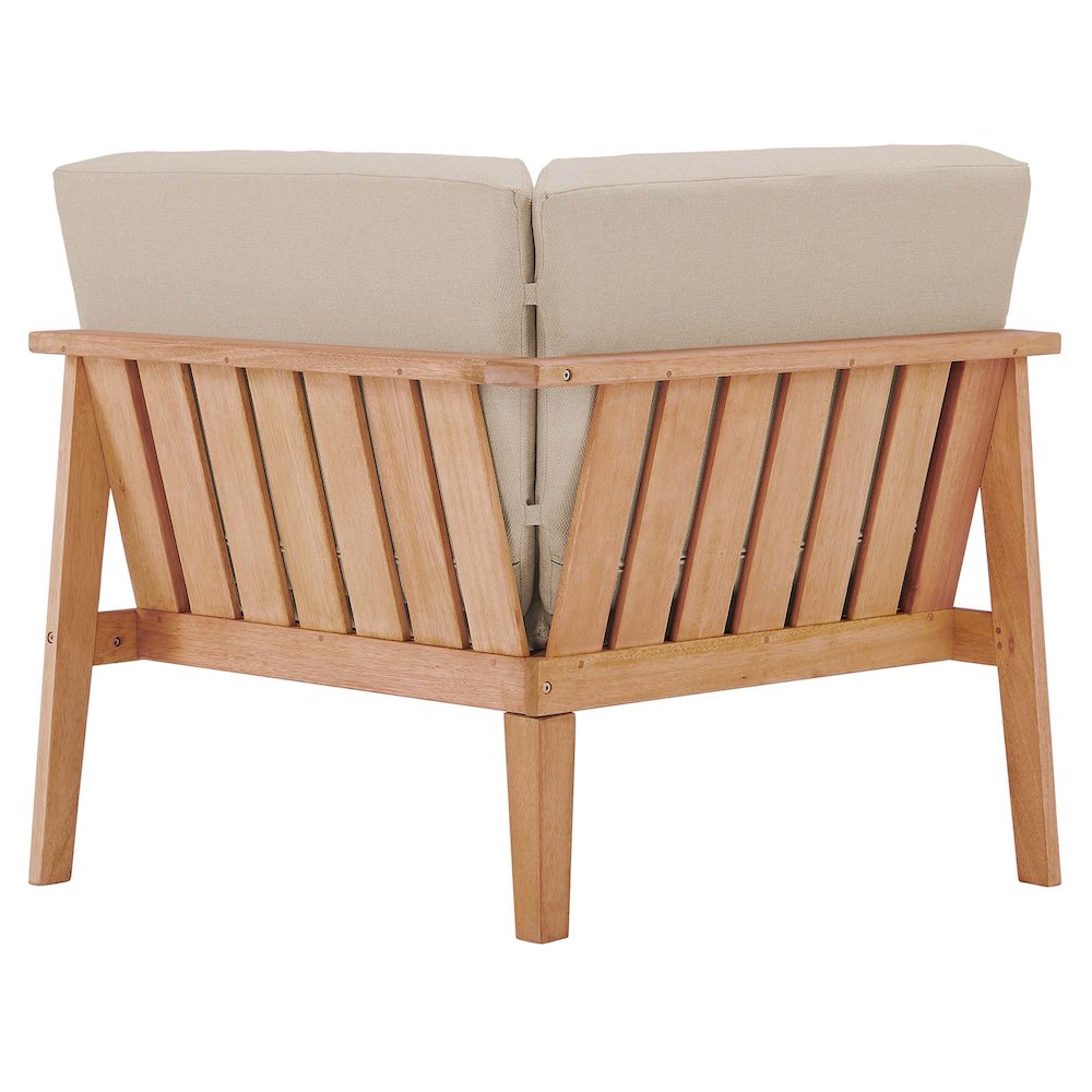 Sedona Outdoor Patio Eucalyptus Wood Sectional Sofa Corner Chair. Picture 6