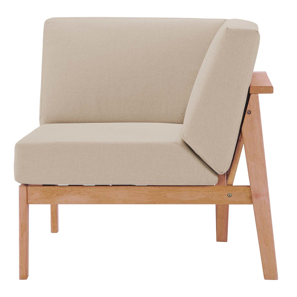Sedona Outdoor Patio Eucalyptus Wood Sectional Sofa Corner Chair. Picture 7
