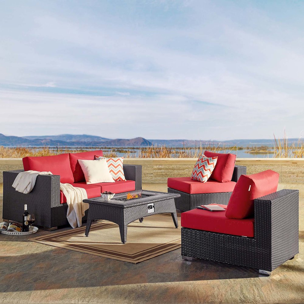 Convene 5 Piece Set Outdoor Patio with Fire Pit. Picture 9