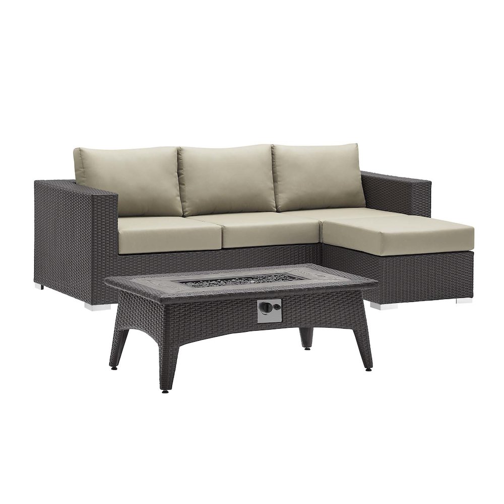 Convene 3 Piece Set Outdoor Patio with Fire Pit. Picture 1