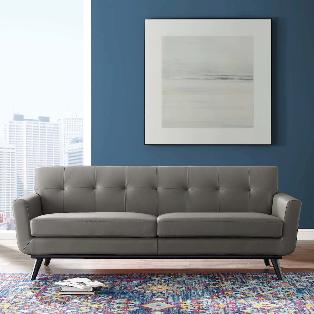 Engage Top-Grain Leather Living Room Lounge Sofa. Picture 7