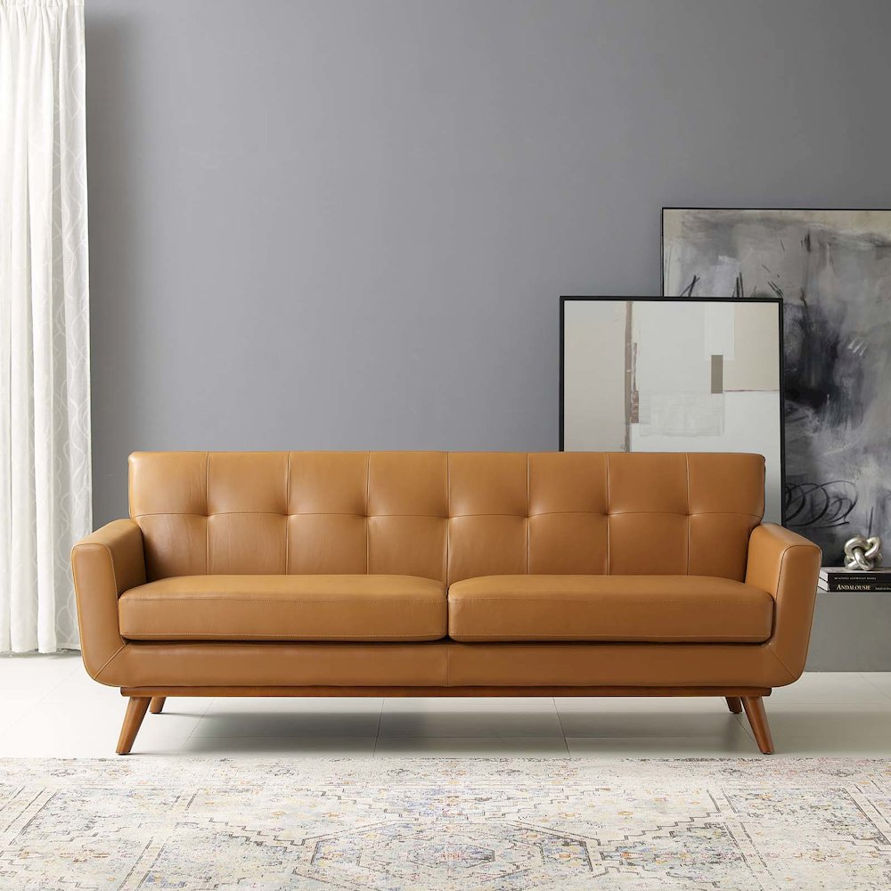 Engage Top-Grain Leather Living Room Lounge Sofa. Picture 5