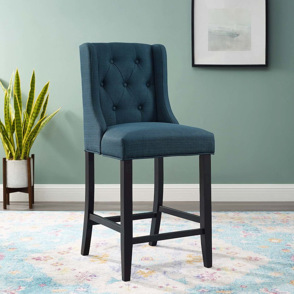Baronet Tufted Button Upholstered Fabric Counter Stool. Picture 6
