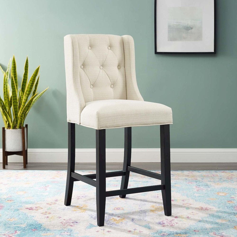 Baronet Tufted Button Upholstered Fabric Counter Stool. Picture 6