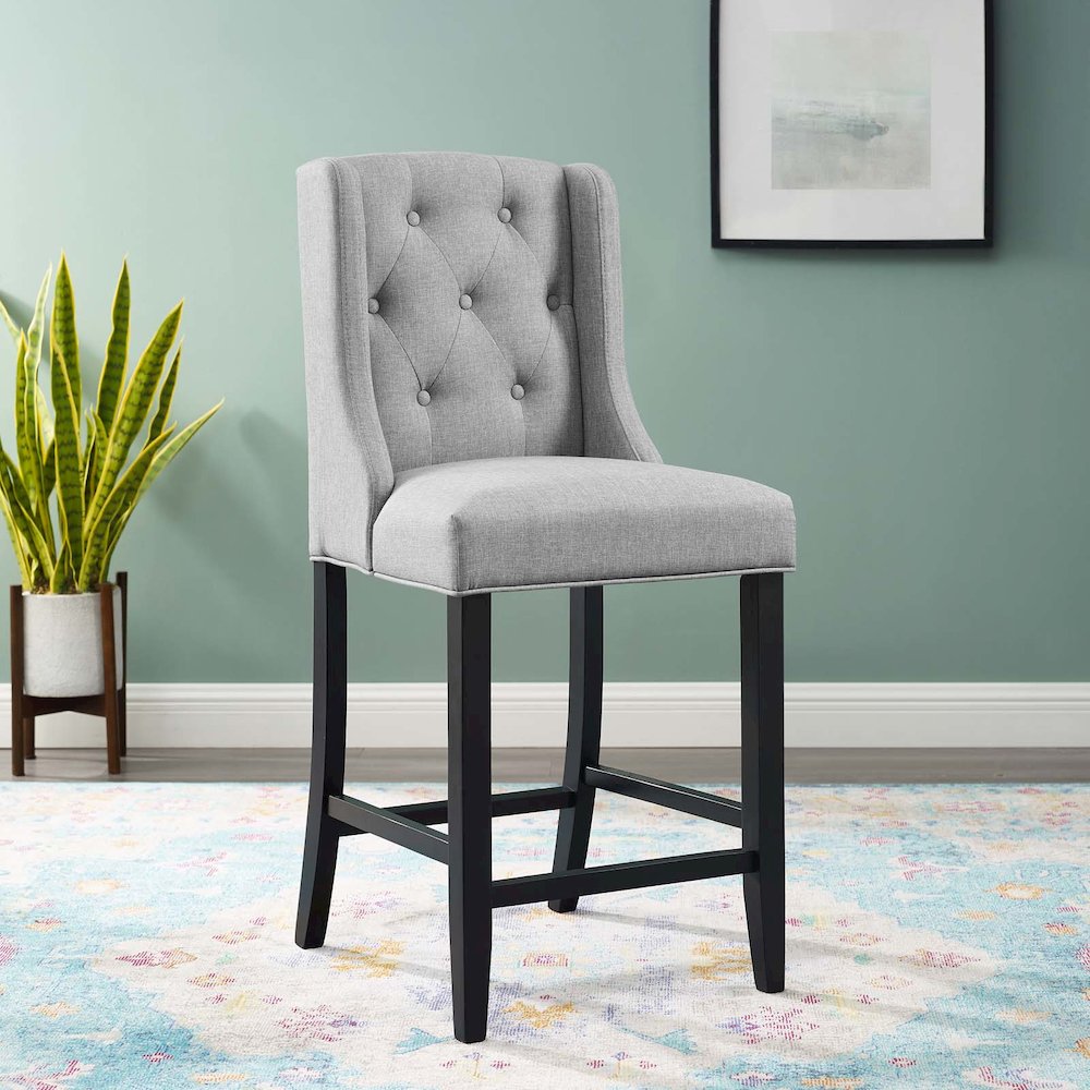 Baronet Tufted Button Upholstered Fabric Counter Stool. Picture 6