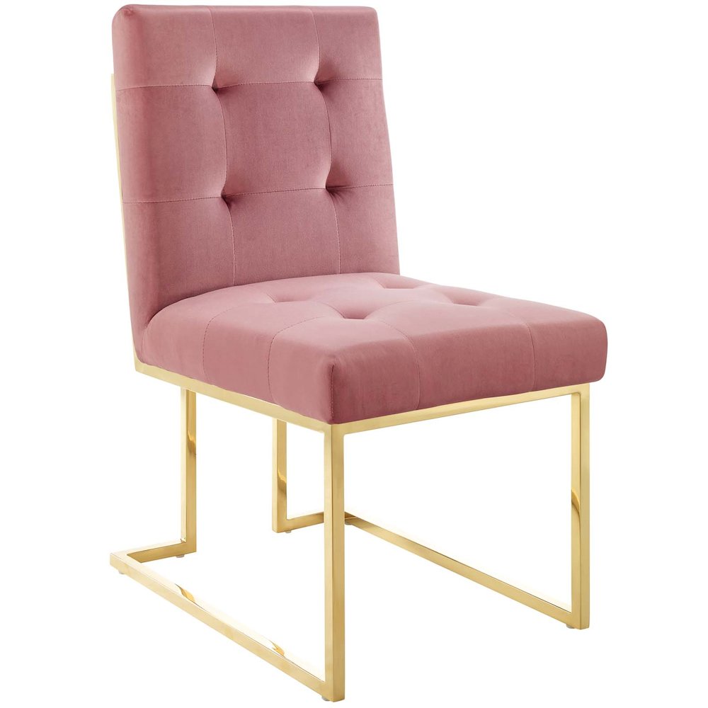 Privy Gold Stainless Steel Performance Velvet Dining Chair. Picture 1