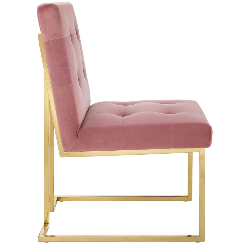 Privy Gold Stainless Steel Performance Velvet Dining Chair. Picture 2