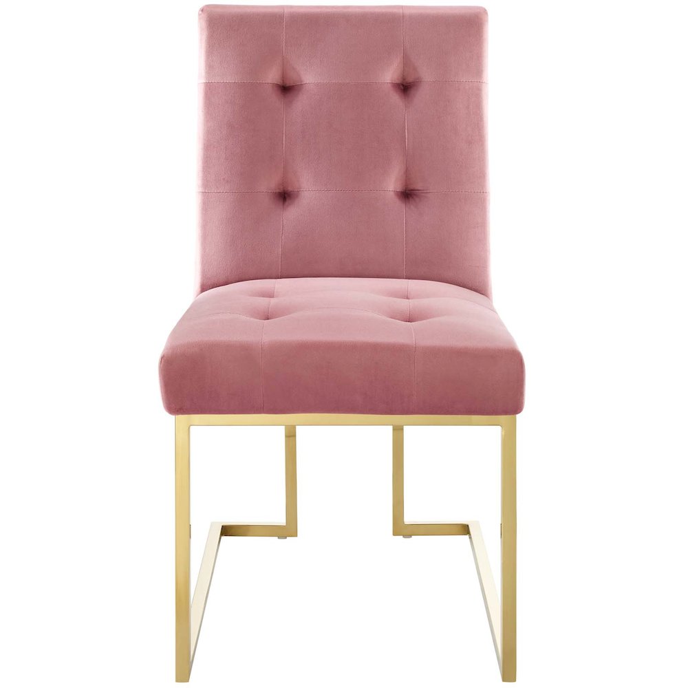 Privy Gold Stainless Steel Performance Velvet Dining Chair. Picture 4