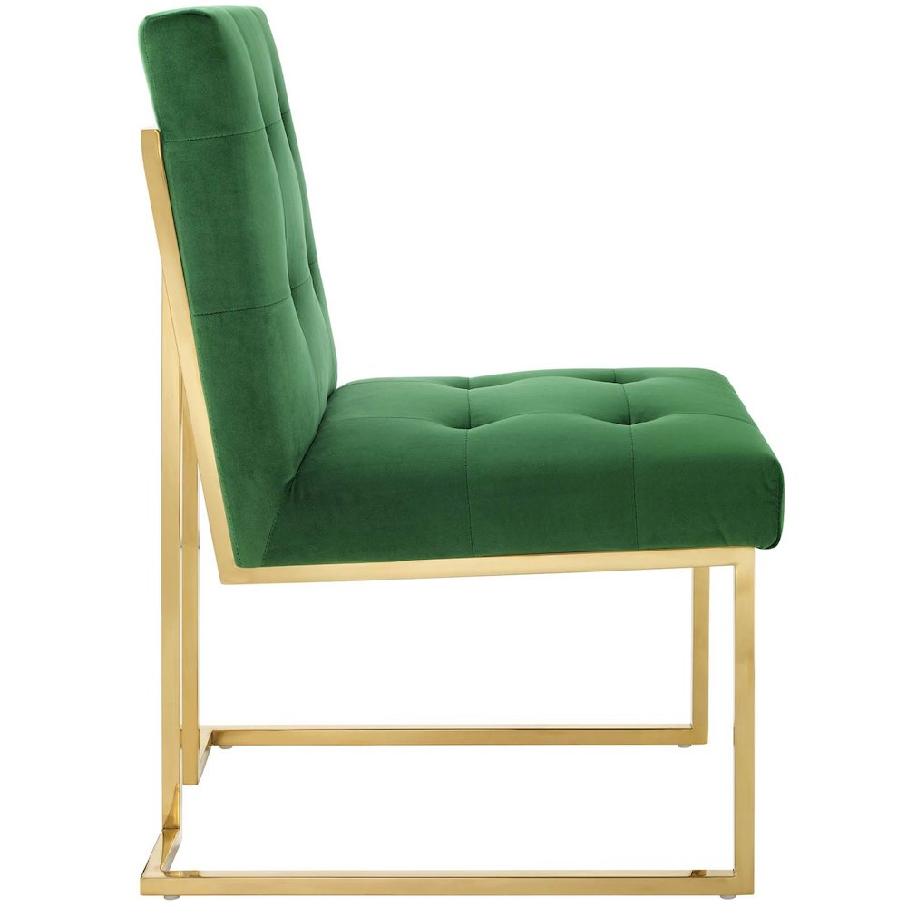 Privy Gold Stainless Steel Performance Velvet Dining Chair. Picture 2