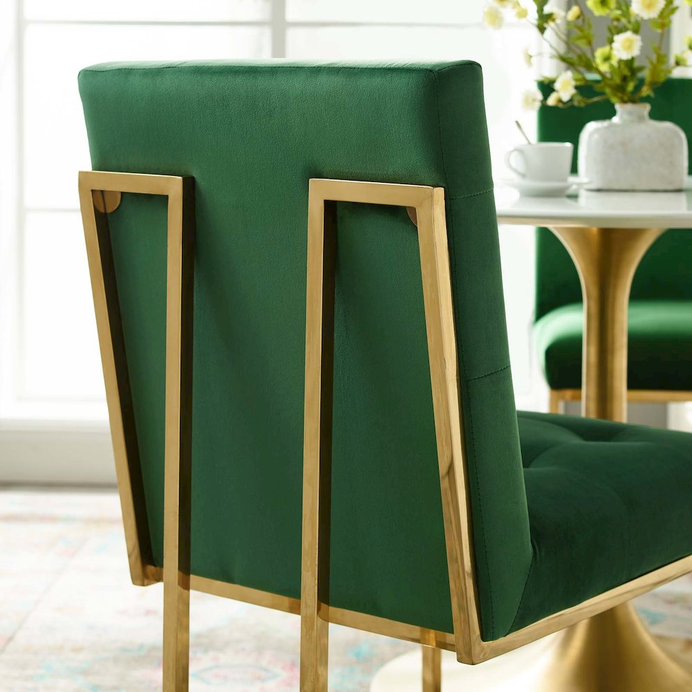 Privy Gold Stainless Steel Performance Velvet Dining Chair. Picture 8