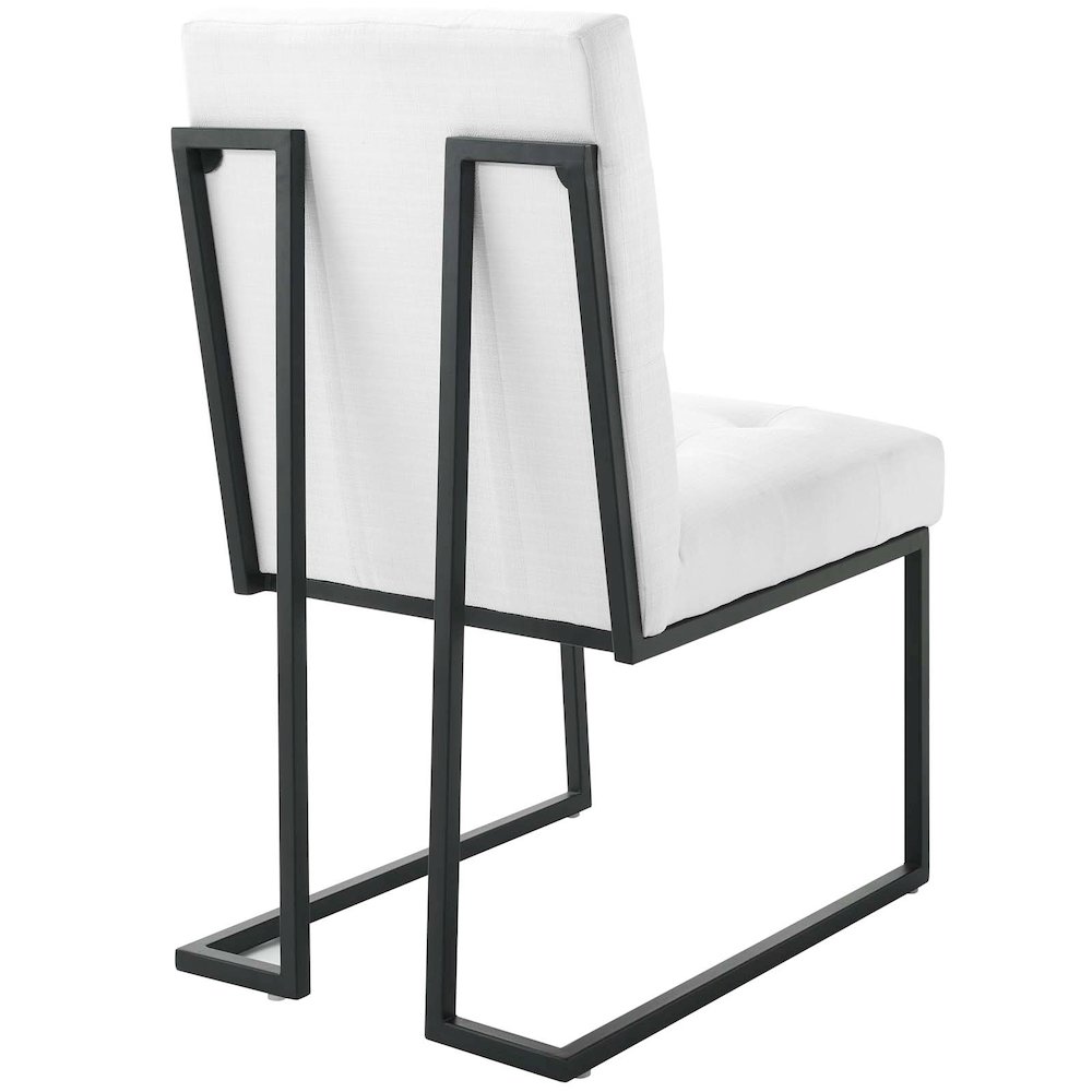 Privy Black Stainless Steel Upholstered Fabric Dining Chair. Picture 3